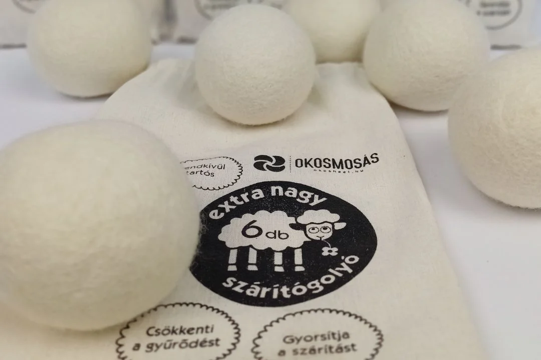 szárítógolyók vászonzsákon