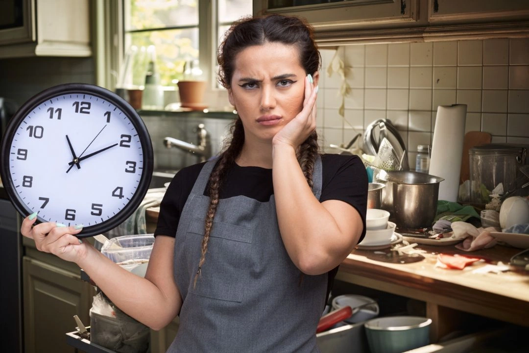 elfoglalt háziasszony a mosatlanok előtt