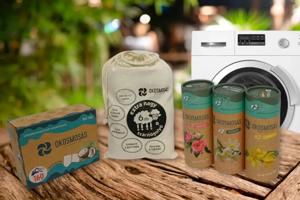 teljes paletta mosógép előtt